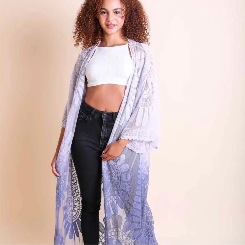 Lace Ombré Dip Dyed Kimono